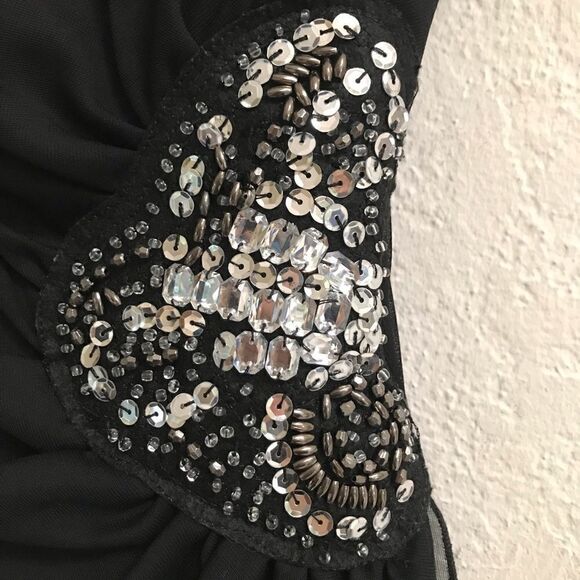 Teaze Me Y2K retro black strapless pull on high/low party prom mini dress 6* - Picture 8 of 12